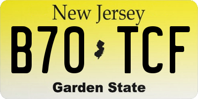 NJ license plate B70TCF