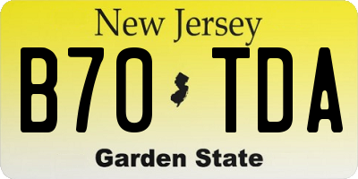 NJ license plate B70TDA