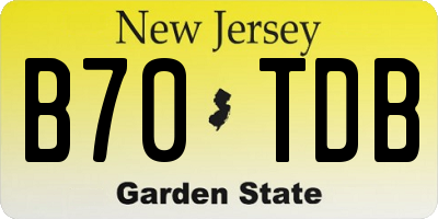 NJ license plate B70TDB