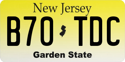 NJ license plate B70TDC