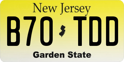 NJ license plate B70TDD