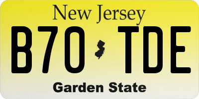 NJ license plate B70TDE