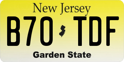 NJ license plate B70TDF