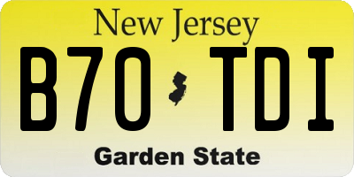 NJ license plate B70TDI