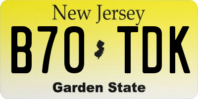NJ license plate B70TDK