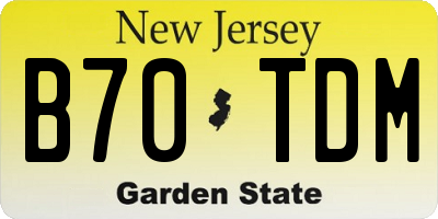 NJ license plate B70TDM