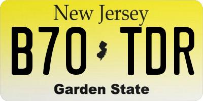 NJ license plate B70TDR
