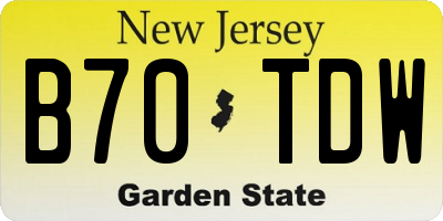 NJ license plate B70TDW