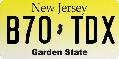 NJ license plate B70TDX