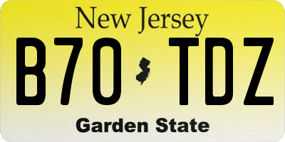 NJ license plate B70TDZ