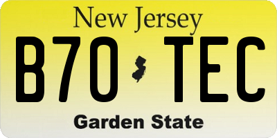 NJ license plate B70TEC