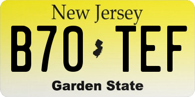 NJ license plate B70TEF