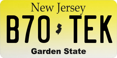 NJ license plate B70TEK