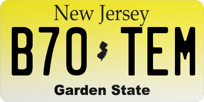 NJ license plate B70TEM