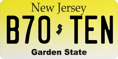 NJ license plate B70TEN