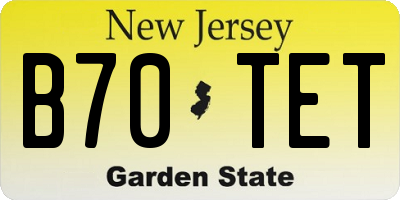 NJ license plate B70TET
