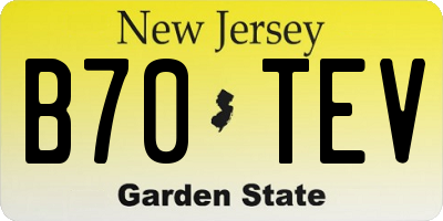 NJ license plate B70TEV