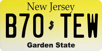 NJ license plate B70TEW