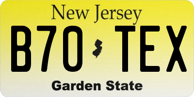 NJ license plate B70TEX