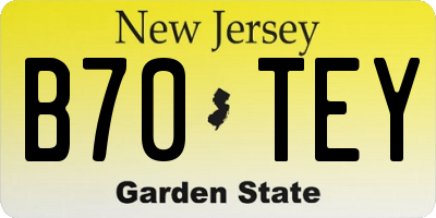 NJ license plate B70TEY