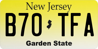 NJ license plate B70TFA
