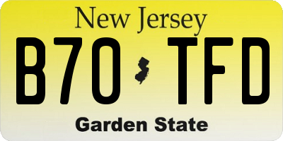 NJ license plate B70TFD