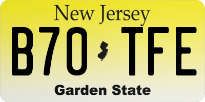 NJ license plate B70TFE