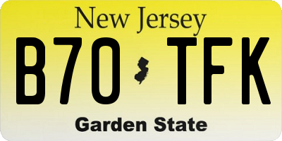 NJ license plate B70TFK
