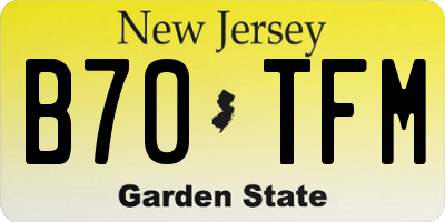 NJ license plate B70TFM