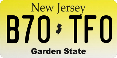 NJ license plate B70TFO