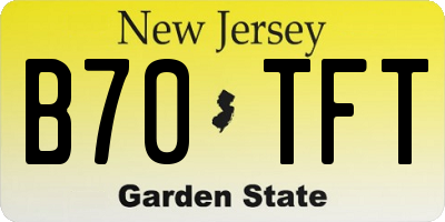 NJ license plate B70TFT