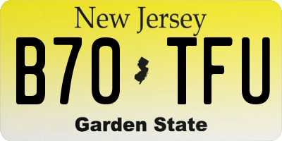 NJ license plate B70TFU