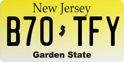 NJ license plate B70TFY
