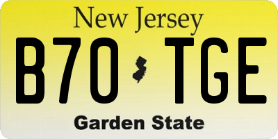 NJ license plate B70TGE