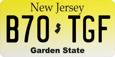 NJ license plate B70TGF
