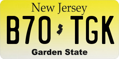 NJ license plate B70TGK