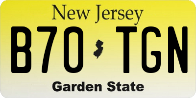 NJ license plate B70TGN