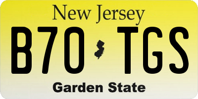 NJ license plate B70TGS
