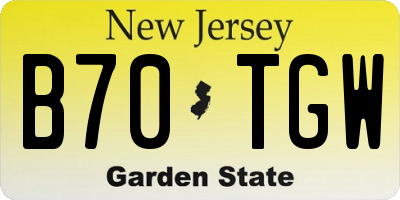 NJ license plate B70TGW