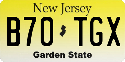 NJ license plate B70TGX