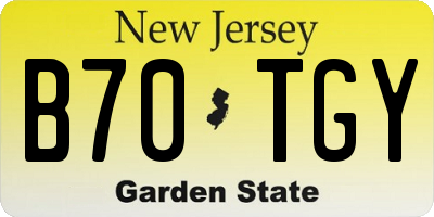 NJ license plate B70TGY