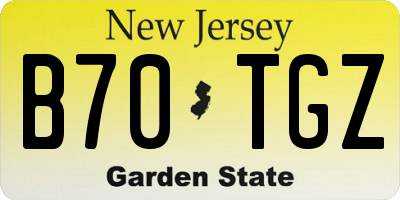 NJ license plate B70TGZ