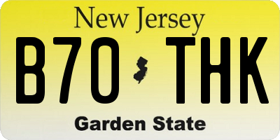 NJ license plate B70THK