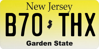 NJ license plate B70THX
