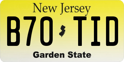 NJ license plate B70TID