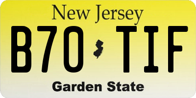NJ license plate B70TIF