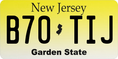 NJ license plate B70TIJ