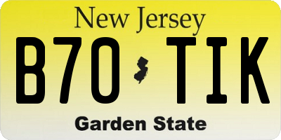 NJ license plate B70TIK