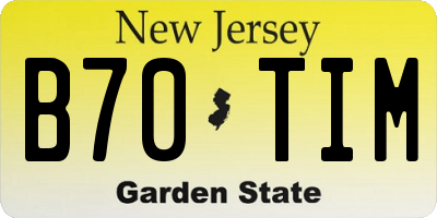 NJ license plate B70TIM