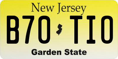 NJ license plate B70TIO